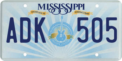 MS license plate ADK505