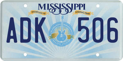 MS license plate ADK506