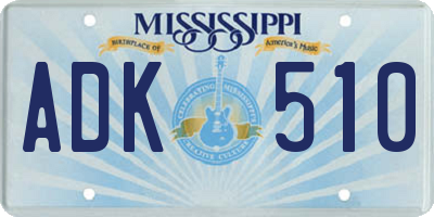 MS license plate ADK510