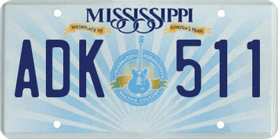 MS license plate ADK511
