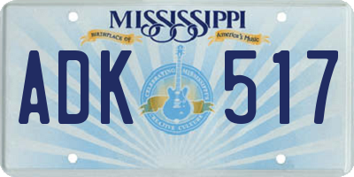 MS license plate ADK517