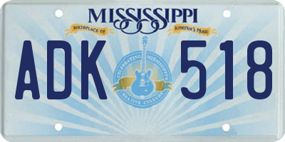MS license plate ADK518