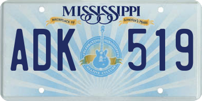 MS license plate ADK519