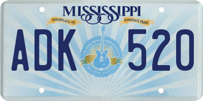 MS license plate ADK520