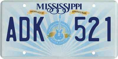 MS license plate ADK521