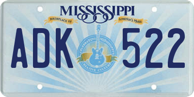 MS license plate ADK522