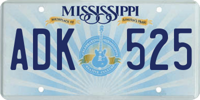 MS license plate ADK525