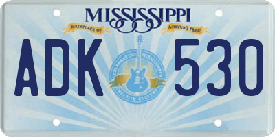 MS license plate ADK530