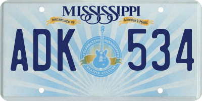 MS license plate ADK534