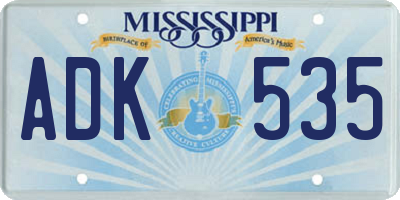MS license plate ADK535