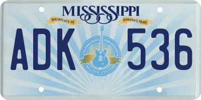 MS license plate ADK536