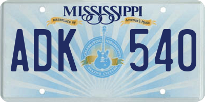 MS license plate ADK540