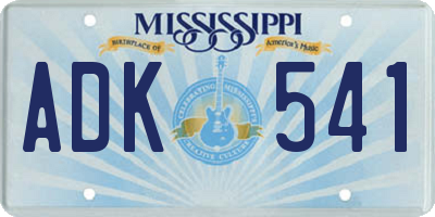 MS license plate ADK541