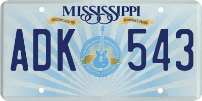 MS license plate ADK543
