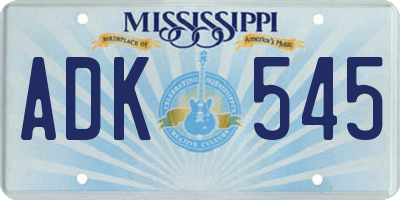 MS license plate ADK545