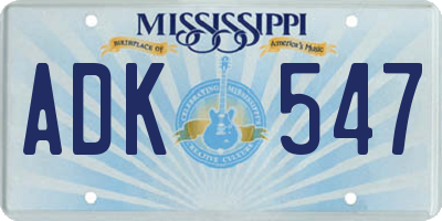 MS license plate ADK547