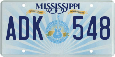 MS license plate ADK548