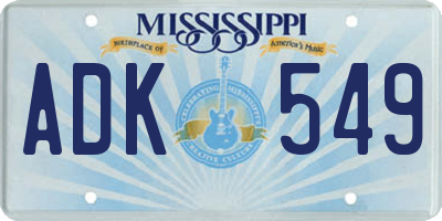 MS license plate ADK549
