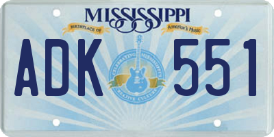 MS license plate ADK551