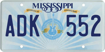 MS license plate ADK552