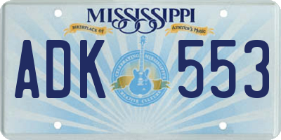 MS license plate ADK553