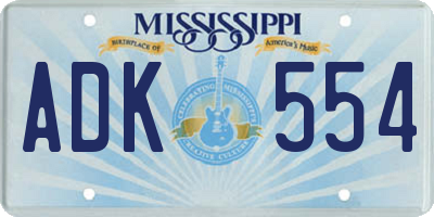 MS license plate ADK554