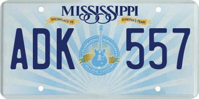 MS license plate ADK557