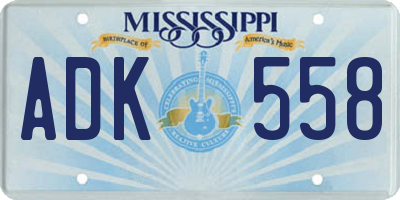 MS license plate ADK558