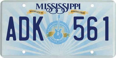 MS license plate ADK561