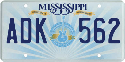 MS license plate ADK562