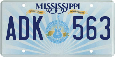 MS license plate ADK563