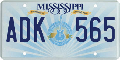 MS license plate ADK565