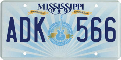 MS license plate ADK566