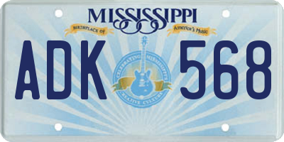 MS license plate ADK568