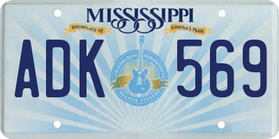 MS license plate ADK569