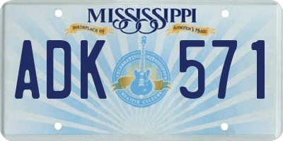 MS license plate ADK571