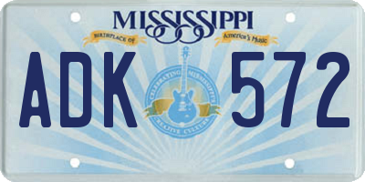 MS license plate ADK572