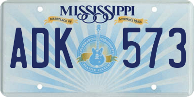 MS license plate ADK573