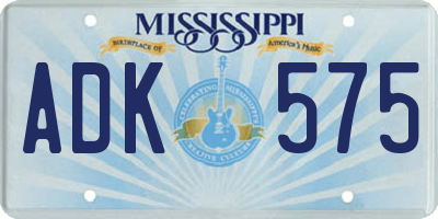 MS license plate ADK575