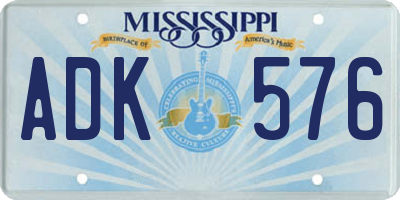 MS license plate ADK576