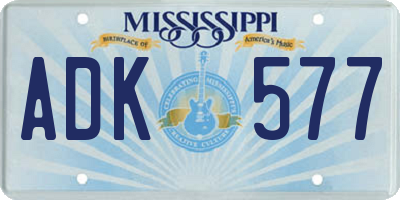 MS license plate ADK577