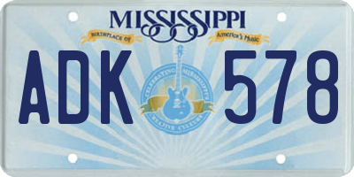 MS license plate ADK578