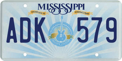 MS license plate ADK579