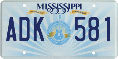 MS license plate ADK581