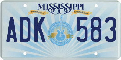 MS license plate ADK583