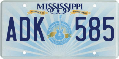 MS license plate ADK585