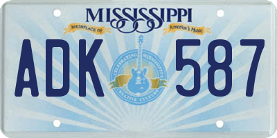 MS license plate ADK587