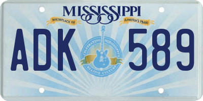 MS license plate ADK589