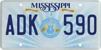 MS license plate ADK590