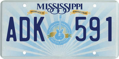 MS license plate ADK591